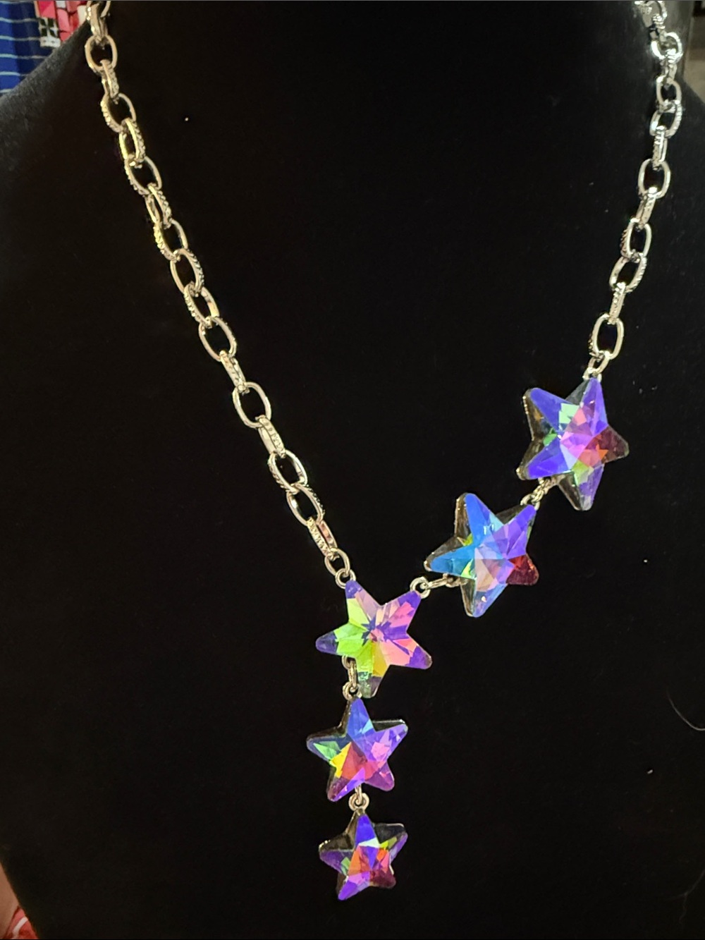 New 14” Women’s Crystal Star Bypass Necklace multicolor